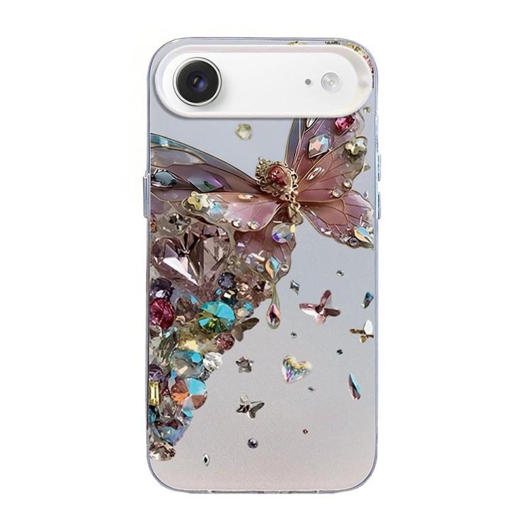 Coque de téléphone hybride PC et TPU, motif papillon, placage argenté, pour iPhone 17e / 16e, pour iPhone 17 Pro Max, pour iPhone 17 Pro, pour iPhone 17, pour iPhone Air, pour iPhone 16 Pro Max