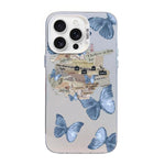 Coque de téléphone hybride en TPU PC plaquée argent à motif papillon, pour iPhone 16 Pro, pour iPhone 16 Plus, pour iPhone 16, pour iPhone 15 Pro Max, pour iPhone 15 Pro, pour iPhone 15 Plus