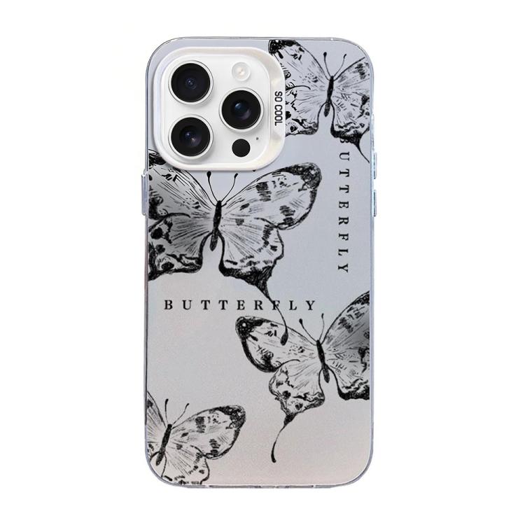 Coque de téléphone hybride en TPU PC plaquée argent à motif papillon, pour iPhone 16 Pro, pour iPhone 16 Plus, pour iPhone 16, pour iPhone 15 Pro Max, pour iPhone 15 Pro, pour iPhone 15 Plus