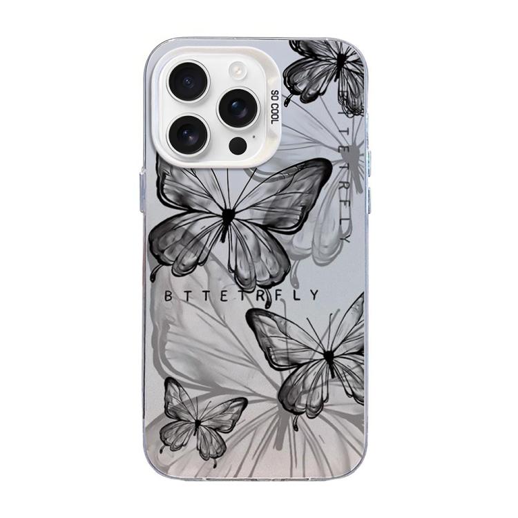 Coque de téléphone hybride en TPU PC plaquée argent à motif papillon, pour iPhone 16 Pro, pour iPhone 16 Plus, pour iPhone 16, pour iPhone 15 Pro Max, pour iPhone 15 Pro, pour iPhone 15 Plus
