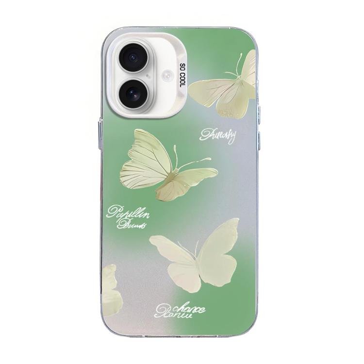 Coque de téléphone hybride en TPU PC plaquée argent à motif papillon, pour iPhone 16 Pro, pour iPhone 16 Plus, pour iPhone 16, pour iPhone 15 Pro Max, pour iPhone 15 Pro, pour iPhone 15 Plus