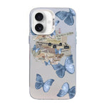 Coque de téléphone hybride en TPU PC plaquée argent à motif papillon, pour iPhone 16 Pro, pour iPhone 16 Plus, pour iPhone 16, pour iPhone 15 Pro Max, pour iPhone 15 Pro, pour iPhone 15 Plus