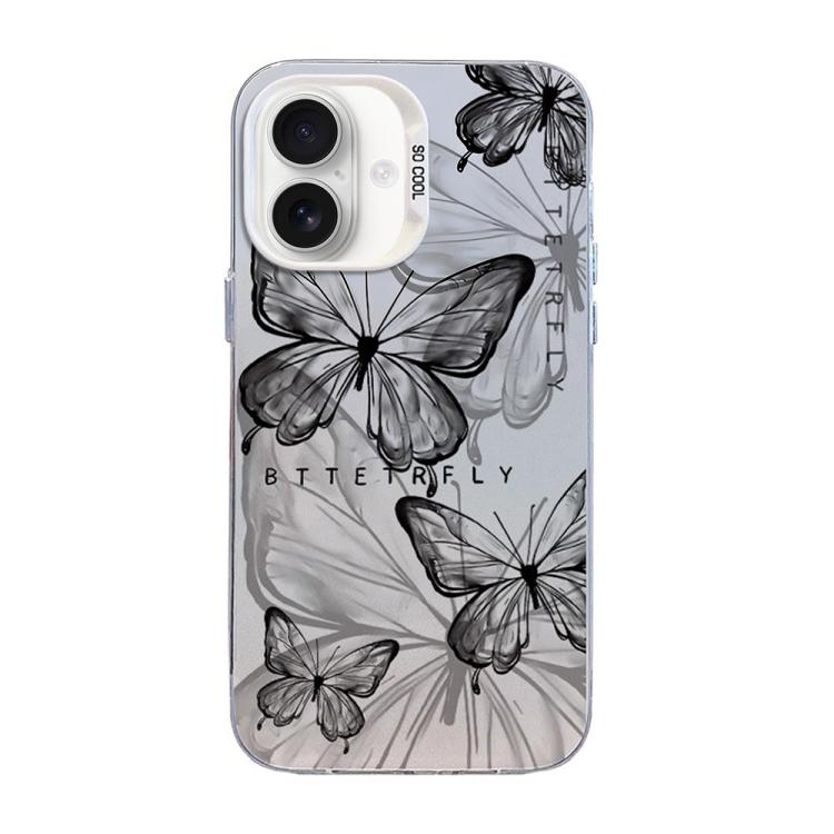 Coque de téléphone hybride en TPU PC plaquée argent à motif papillon, pour iPhone 16 Pro, pour iPhone 16 Plus, pour iPhone 16, pour iPhone 15 Pro Max, pour iPhone 15 Pro, pour iPhone 15 Plus