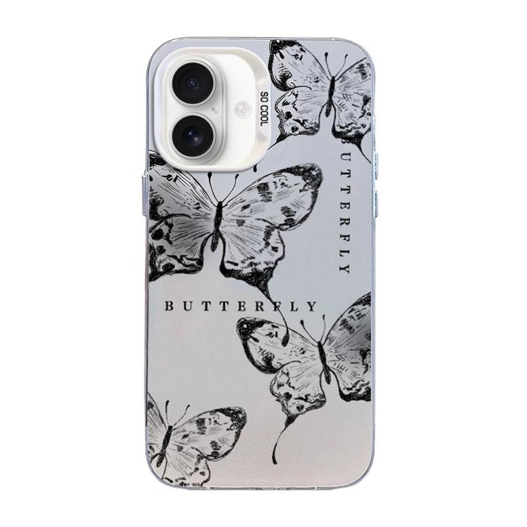 Coque de téléphone hybride en TPU PC plaquée argent à motif papillon, pour iPhone 16 Pro, pour iPhone 16 Plus, pour iPhone 16, pour iPhone 15 Pro Max, pour iPhone 15 Pro, pour iPhone 15 Plus