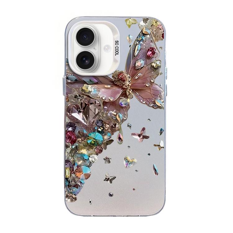 Coque de téléphone hybride en TPU PC plaquée argent à motif papillon, pour iPhone 16 Pro, pour iPhone 16 Plus, pour iPhone 16, pour iPhone 15 Pro Max, pour iPhone 15 Pro, pour iPhone 15 Plus
