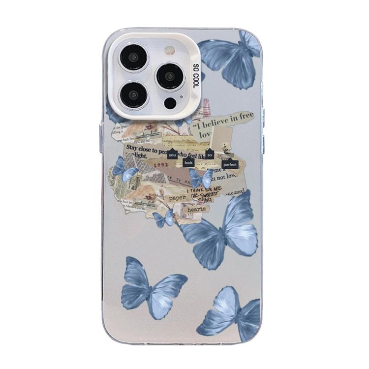 Coque de téléphone hybride en TPU PC plaquée argent à motif papillon, pour iPhone 16 Pro, pour iPhone 16 Plus, pour iPhone 16, pour iPhone 15 Pro Max, pour iPhone 15 Pro, pour iPhone 15 Plus