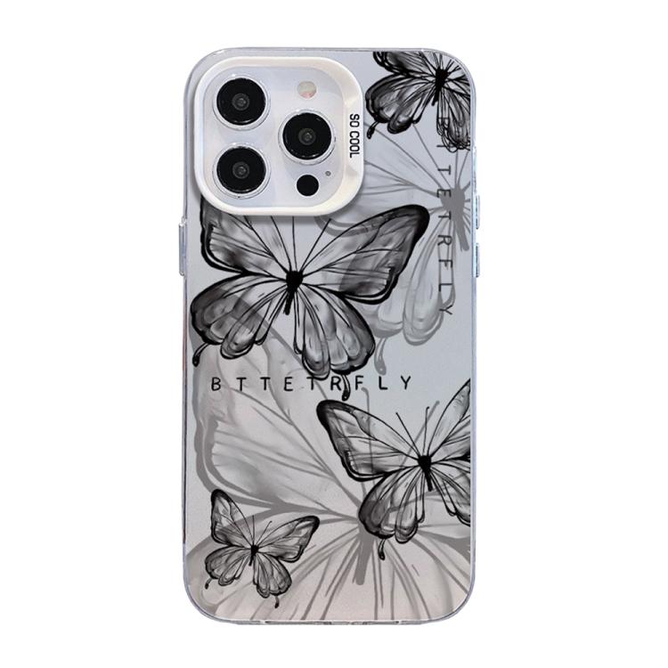 Coque de téléphone hybride en TPU PC plaquée argent à motif papillon, pour iPhone 16 Pro, pour iPhone 16 Plus, pour iPhone 16, pour iPhone 15 Pro Max, pour iPhone 15 Pro, pour iPhone 15 Plus