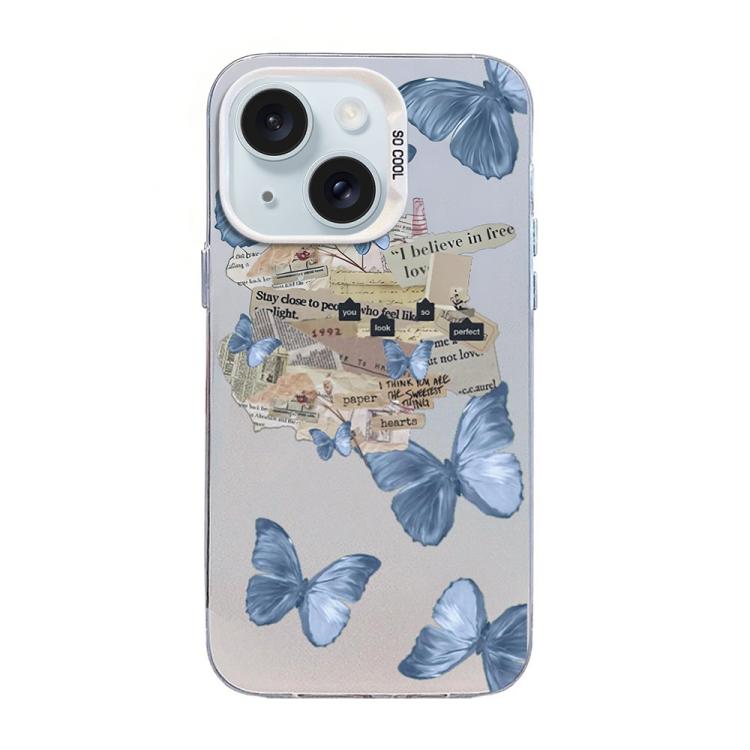 Coque de téléphone hybride en TPU PC plaquée argent à motif papillon, pour iPhone 16 Pro, pour iPhone 16 Plus, pour iPhone 16, pour iPhone 15 Pro Max, pour iPhone 15 Pro, pour iPhone 15 Plus
