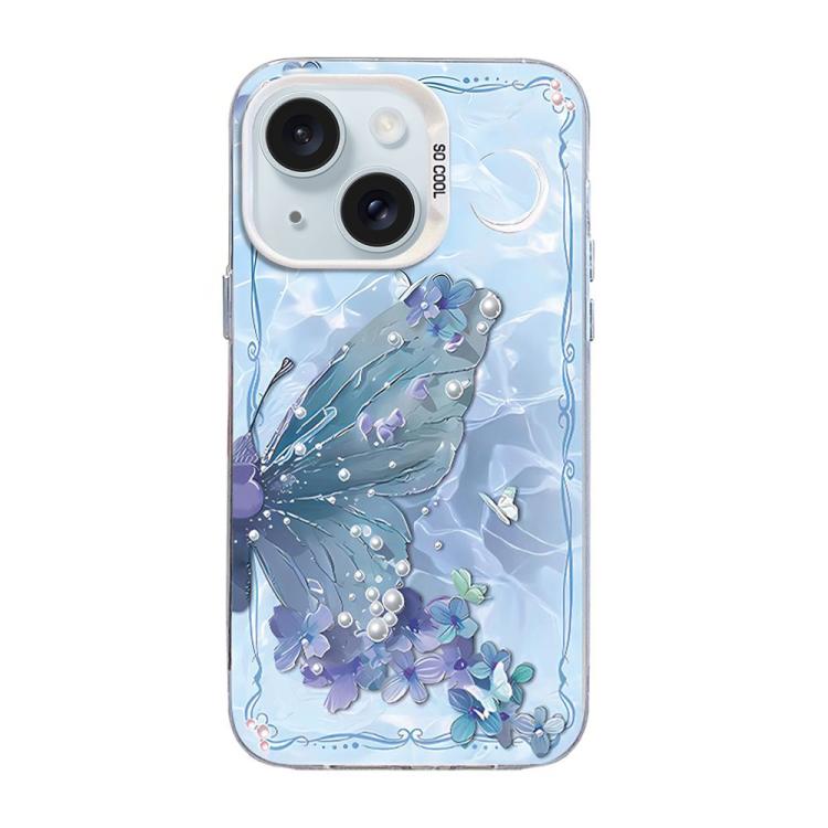 Coque de téléphone hybride en TPU PC plaquée argent à motif papillon, pour iPhone 16 Pro, pour iPhone 16 Plus, pour iPhone 16, pour iPhone 15 Pro Max, pour iPhone 15 Pro, pour iPhone 15 Plus