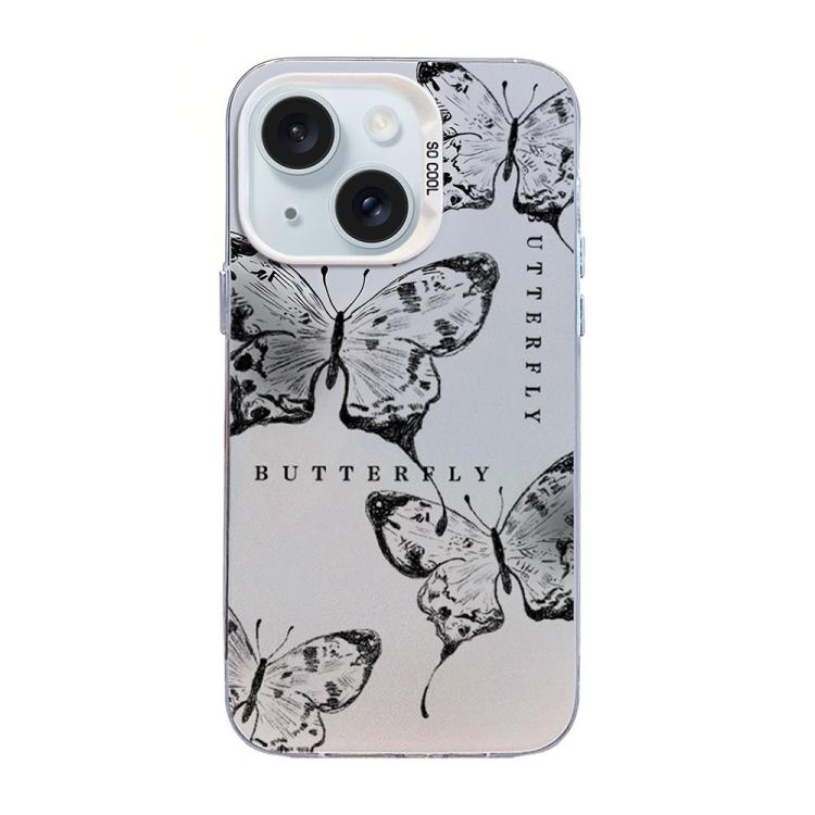 Coque de téléphone hybride en TPU PC plaquée argent à motif papillon, pour iPhone 16 Pro, pour iPhone 16 Plus, pour iPhone 16, pour iPhone 15 Pro Max, pour iPhone 15 Pro, pour iPhone 15 Plus