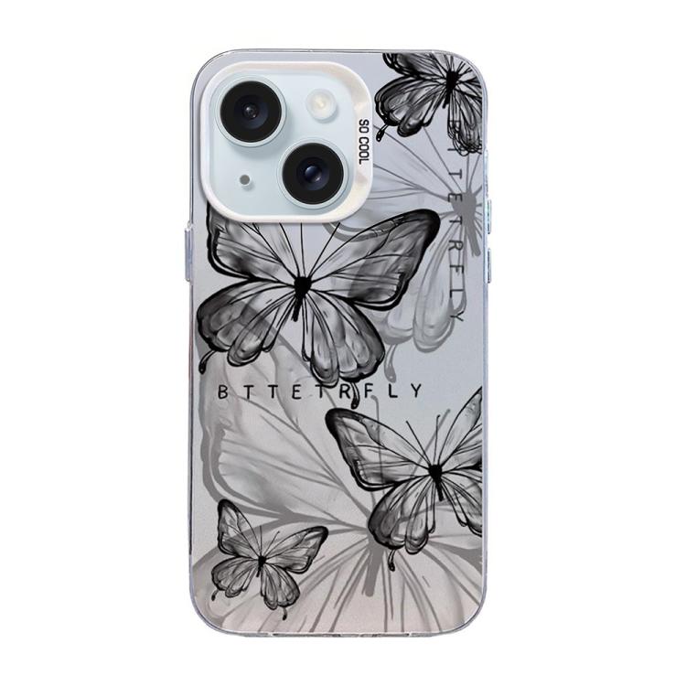 Coque de téléphone hybride en TPU PC plaquée argent à motif papillon, pour iPhone 16 Pro, pour iPhone 16 Plus, pour iPhone 16, pour iPhone 15 Pro Max, pour iPhone 15 Pro, pour iPhone 15 Plus
