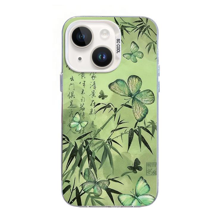 Coque de téléphone hybride en PC et TPU plaqué argent motif papillon, pour iPhone 15, pour iPhone 14 Plus, pour iPhone 14, pour iPhone 14 Pro, pour iPhone 14 Pro Max, pour iPhone SE 2022 / SE 2020