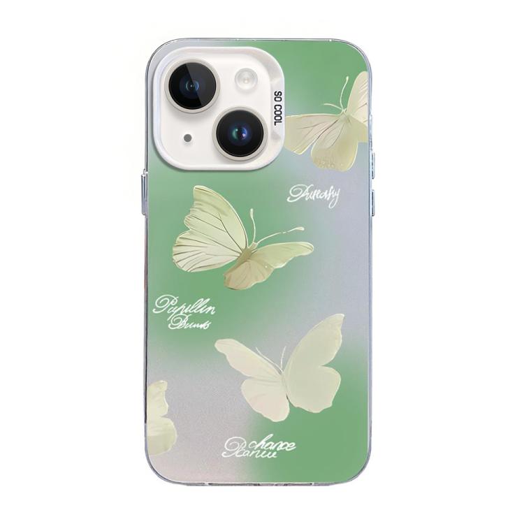 Coque de téléphone hybride en PC et TPU plaqué argent motif papillon, pour iPhone 15, pour iPhone 14 Plus, pour iPhone 14, pour iPhone 14 Pro, pour iPhone 14 Pro Max, pour iPhone SE 2022 / SE 2020