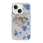 Coque de téléphone hybride en PC et TPU plaqué argent motif papillon, pour iPhone 15, pour iPhone 14 Plus, pour iPhone 14, pour iPhone 14 Pro, pour iPhone 14 Pro Max, pour iPhone SE 2022 / SE 2020