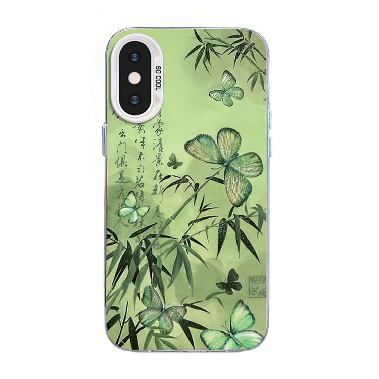 Coque de téléphone hybride PC et TPU, plaquée argent, motif papillon, pour iPhone XS Max, pour iPhone 8 Plus / 7 Plus