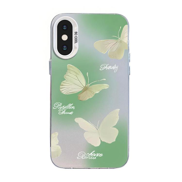 Coque de téléphone hybride PC et TPU, plaquée argent, motif papillon, pour iPhone XS Max, pour iPhone 8 Plus / 7 Plus