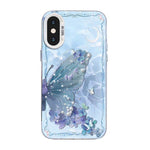 Coque de téléphone hybride PC et TPU, plaquée argent, motif papillon, pour iPhone XS Max, pour iPhone 8 Plus / 7 Plus