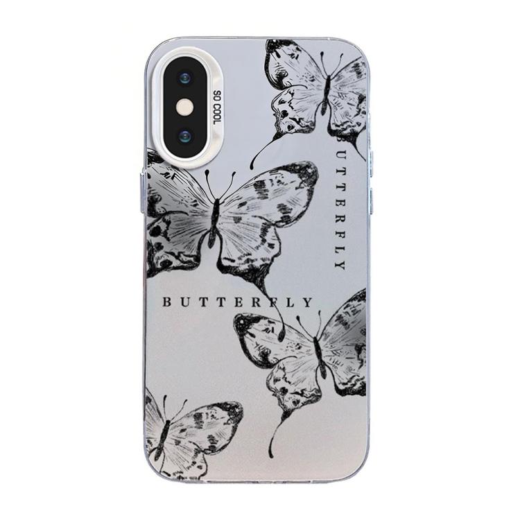 Coque de téléphone hybride PC et TPU, plaquée argent, motif papillon, pour iPhone XS Max, pour iPhone 8 Plus / 7 Plus