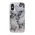 Coque de téléphone hybride PC et TPU, plaquée argent, motif papillon, pour iPhone XS Max, pour iPhone 8 Plus / 7 Plus