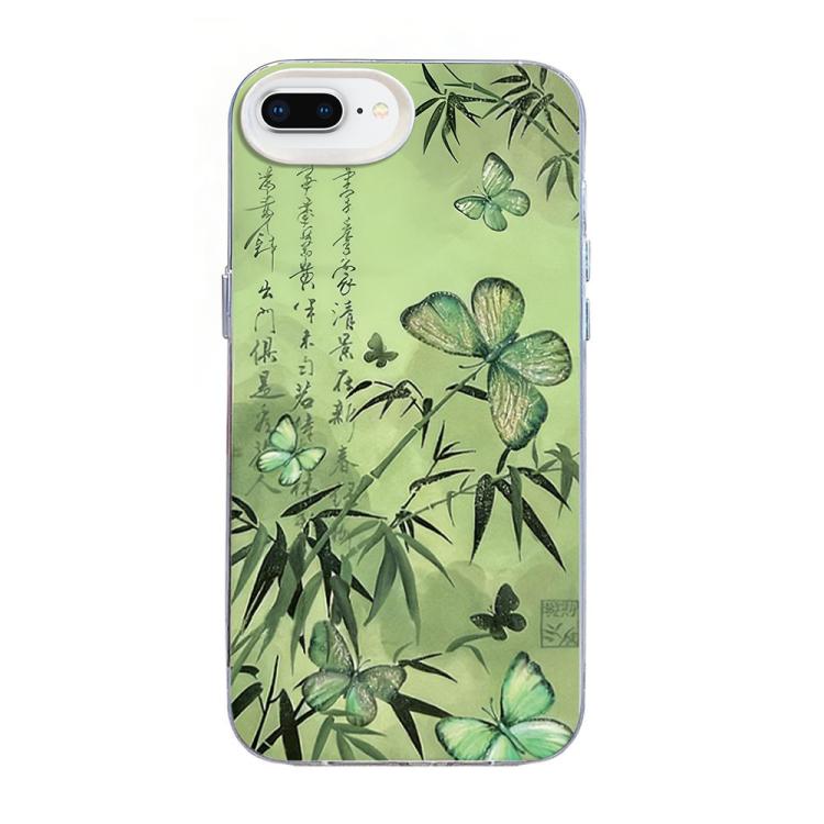 Coque de téléphone hybride PC et TPU, plaquée argent, motif papillon, pour iPhone XS Max, pour iPhone 8 Plus / 7 Plus