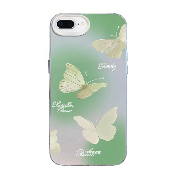 Coque de téléphone hybride PC et TPU, plaquée argent, motif papillon, pour iPhone XS Max, pour iPhone 8 Plus / 7 Plus