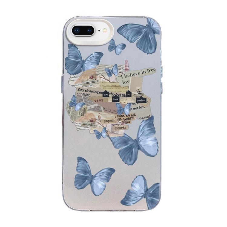 Coque de téléphone hybride PC et TPU, plaquée argent, motif papillon, pour iPhone XS Max, pour iPhone 8 Plus / 7 Plus