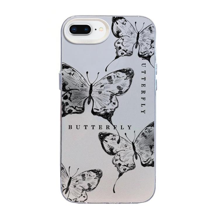 Coque de téléphone hybride PC et TPU, plaquée argent, motif papillon, pour iPhone XS Max, pour iPhone 8 Plus / 7 Plus