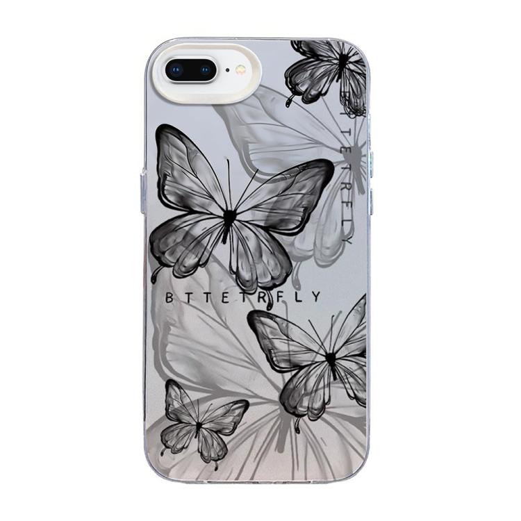 Coque de téléphone hybride PC et TPU, plaquée argent, motif papillon, pour iPhone XS Max, pour iPhone 8 Plus / 7 Plus