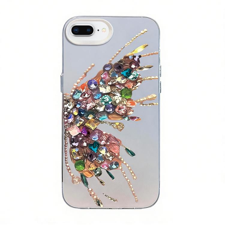 Coque de téléphone hybride PC et TPU, plaquée argent, motif papillon, pour iPhone XS Max, pour iPhone 8 Plus / 7 Plus