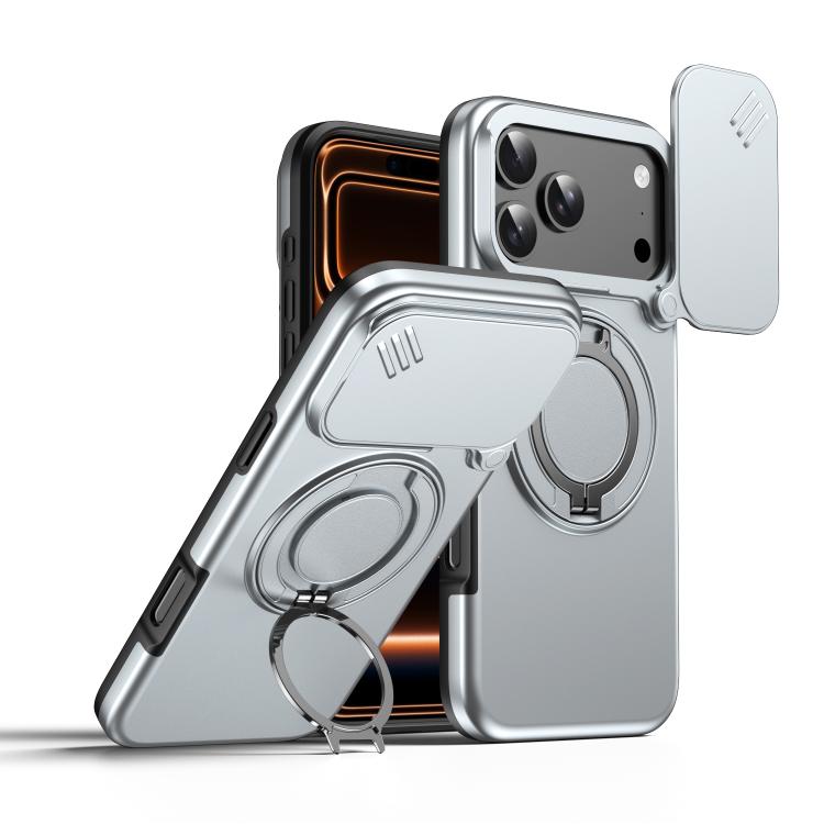 Étui de téléphone avec support rotatif magnétique et protection coulissante pour appareil photo, Pour iPhone 17 Pro Max, Pour iPhone 17 Pro, Pour iPhone 17, Pour iPhone Air, Pour iPhone 16 Pro Max, Pour iPhone 16 Pro
