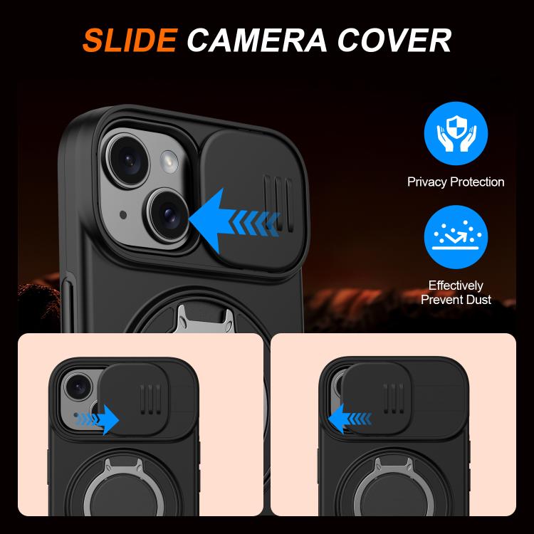 Coque de téléphone avec support magnétique rotatif à bouclier coulissant pour caméra, pour iPhone 14 / 13, pour iPhone 14 Pro, pour iPhone 14 Pro Max, pour iPhone 13 Pro Max / 12 Pro Max, pour iPhone 13 Pro, pour iPhone 12 / 12 Pro