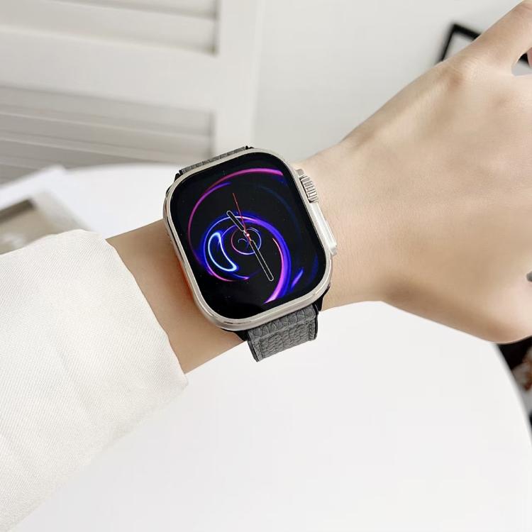 Bracelet de montre xDfind en cuir végétalien texturé litchi à boucle magnétique, pour Apple Watch 42 / 44 / 45 / 46 / 49 mm, pour Apple Watch 38 / 40 / 41 / S11 42 mm
