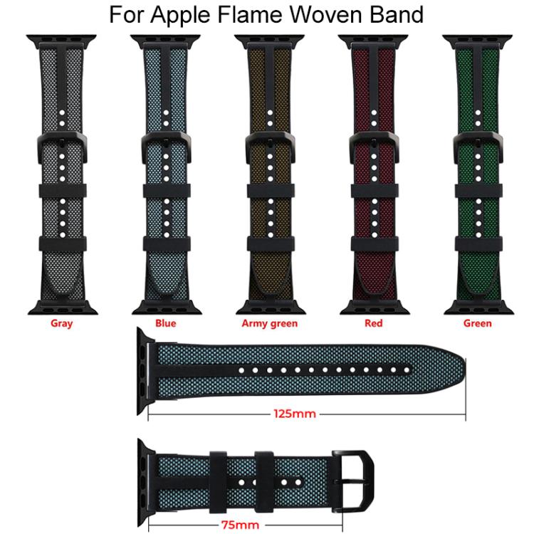 Bracelet de montre tressé en nylon et silicone hybride xDfind Flame, pour Apple Watch 42 / 44 / 45 / 46 / 49 mm, pour Apple Watch 38 / 40 / 41 / S11 42 mm