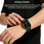 Bracelet de montre tressé en nylon et silicone hybride xDfind Flame, pour Apple Watch 42 / 44 / 45 / 46 / 49 mm, pour Apple Watch 38 / 40 / 41 / S11 42 mm