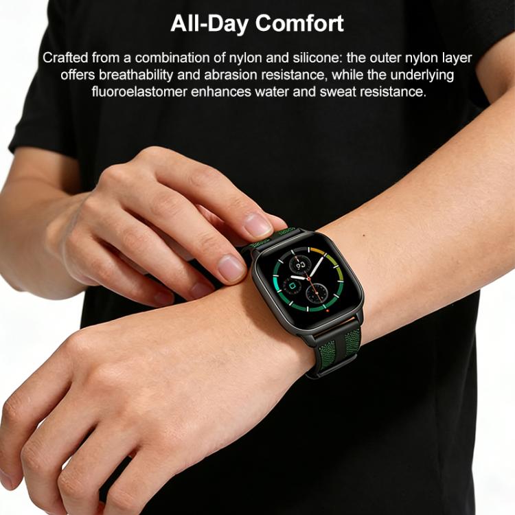 Bracelet de montre tressé en nylon et silicone hybride xDfind Flame, pour Apple Watch 42 / 44 / 45 / 46 / 49 mm, pour Apple Watch 38 / 40 / 41 / S11 42 mm