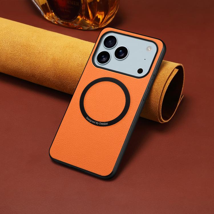 Étui magnétique pour téléphone Denior A08 en cuir PU végétalien texture veau, Pour iPhone 17 Pro Max, Pour iPhone 17 Pro, Pour iPhone 17, Pour iPhone Air