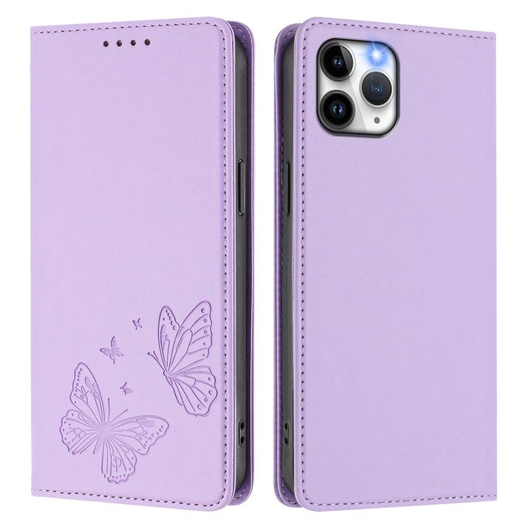 Étui de Téléphone en Cuir Vegan RFID Double Papillon à Fermeture Magnétique Puissante, Pour iPhone 12 Pro Max, Pour iPhone 11 Pro Max, Pour iPhone 11, Pour iPhone 11 Pro