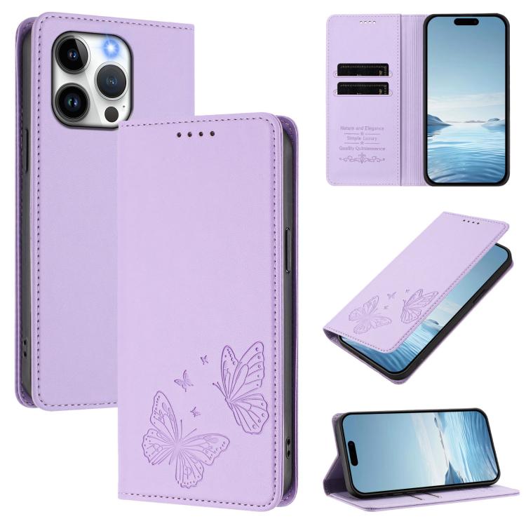 Étui de téléphone en cuir végétalien double papillon magnétique puissant RFID, pour iPhone 14 Pro Max, pour iPhone 13 Pro Max, pour iPhone 13 Pro, pour iPhone 12 / 12 Pro