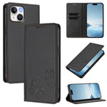 Coque de téléphone en cuir végan RFID à double papillon magnétique puissant, pour iPhone 15, pour iPhone 14 Plus, pour iPhone 14 / 13, pour iPhone 14 Pro