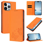 Coque de téléphone en cuir végan RFID à double papillon magnétique puissant, pour iPhone 15, pour iPhone 14 Plus, pour iPhone 14 / 13, pour iPhone 14 Pro