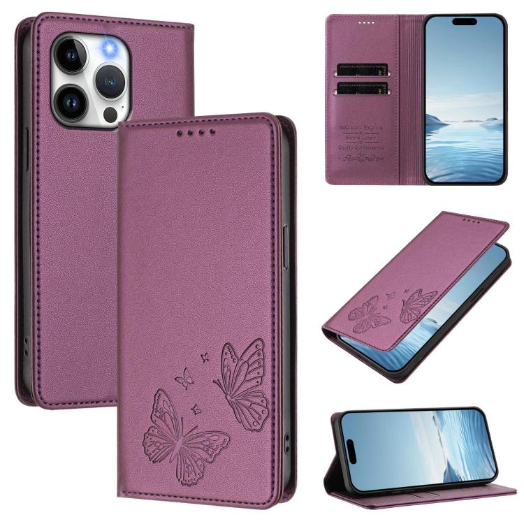 Coque de téléphone en cuir végan RFID à double papillon magnétique puissant, pour iPhone 15, pour iPhone 14 Plus, pour iPhone 14 / 13, pour iPhone 14 Pro