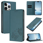 Coque de téléphone en cuir végan RFID à double papillon magnétique puissant, pour iPhone 15, pour iPhone 14 Plus, pour iPhone 14 / 13, pour iPhone 14 Pro