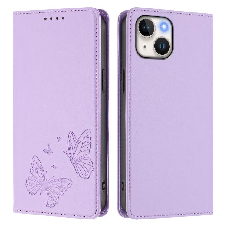 Coque de téléphone en cuir végan RFID à double papillon magnétique puissant, pour iPhone 15, pour iPhone 14 Plus, pour iPhone 14 / 13, pour iPhone 14 Pro