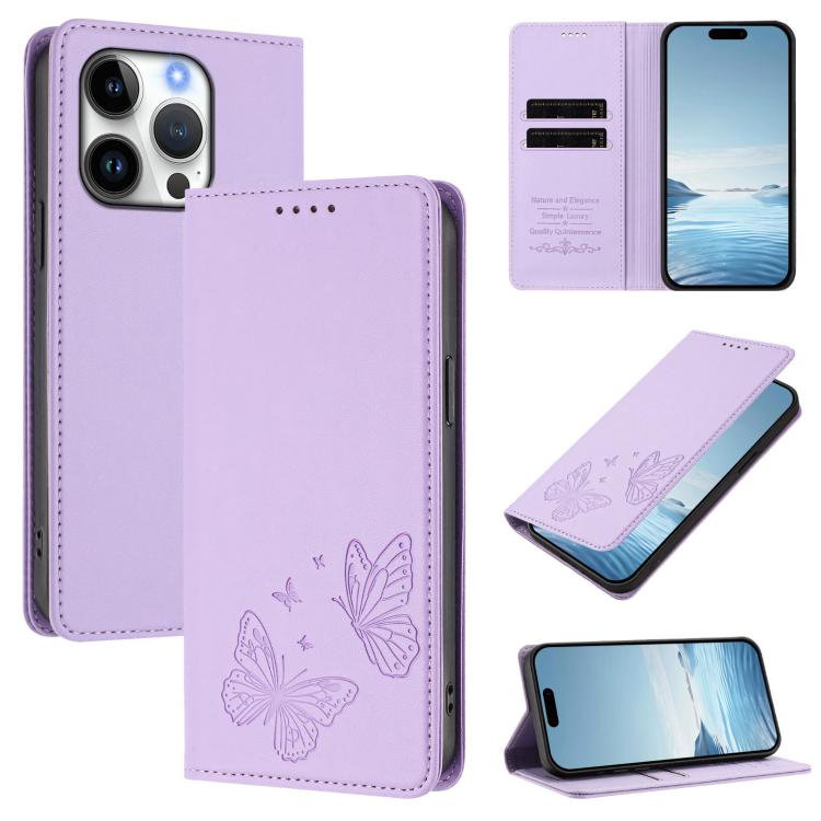 Étui de téléphone en cuir végétalien double papillon magnétique puissant RFID, Pour iPhone Air, Pour iPhone 16 Pro Max, Pour iPhone 16 Pro, Pour iPhone 16 Plus