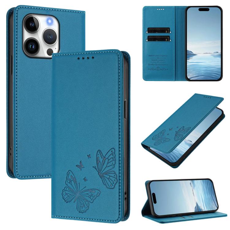 Étui de téléphone en cuir végétalien double papillon magnétique puissant RFID, Pour iPhone Air, Pour iPhone 16 Pro Max, Pour iPhone 16 Pro, Pour iPhone 16 Plus
