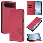 Étui de téléphone en cuir végétalien double papillon magnétique puissant RFID, Pour iPhone Air, Pour iPhone 16 Pro Max, Pour iPhone 16 Pro, Pour iPhone 16 Plus