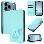 Étui portefeuille en cuir vegan avec papillon double magnétique puissant et protection RFID pour iPhone 17e / 16e, pour iPhone 17 Pro Max, pour iPhone 17 Pro, pour iPhone 17