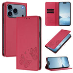 Étui portefeuille en cuir vegan avec papillon double magnétique puissant et protection RFID pour iPhone 17e / 16e, pour iPhone 17 Pro Max, pour iPhone 17 Pro, pour iPhone 17