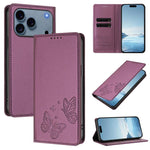 Étui portefeuille en cuir vegan avec papillon double magnétique puissant et protection RFID pour iPhone 17e / 16e, pour iPhone 17 Pro Max, pour iPhone 17 Pro, pour iPhone 17