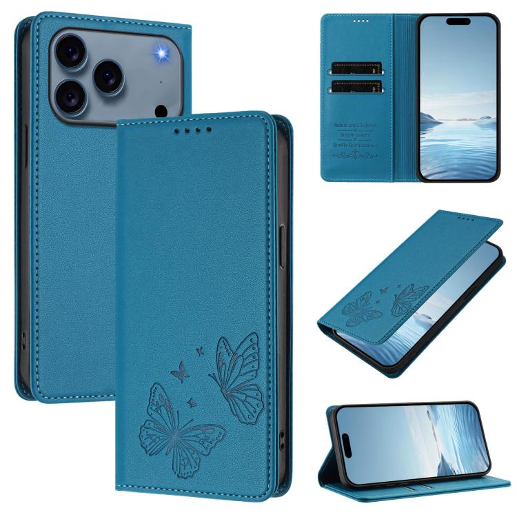 Étui portefeuille en cuir vegan avec papillon double magnétique puissant et protection RFID pour iPhone 17e / 16e, pour iPhone 17 Pro Max, pour iPhone 17 Pro, pour iPhone 17